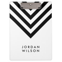 White with Black Chevron Modern Minimalist Clipboard