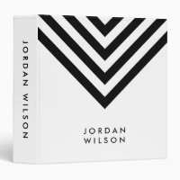 White with Black Chevron Modern Minimalist Name Binder