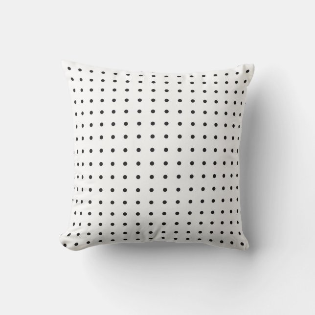 White with Black Dots Throw Pillow (Front)