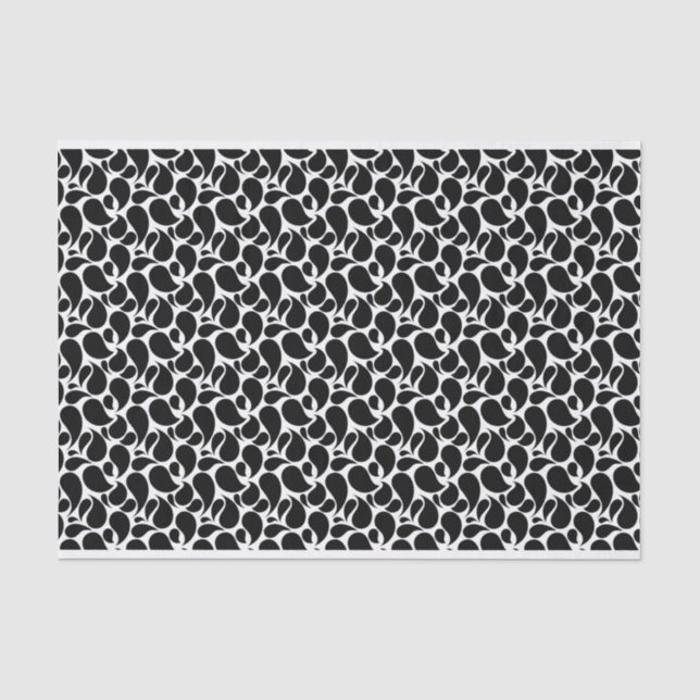 WHITE WITH BLACK PAISLEY PATTERNS TISSUE PAPER (Front)