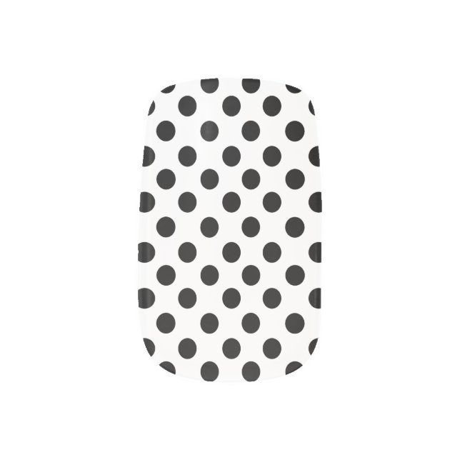 White With Black Polkadot Minx Nails Minx Nail Art (Left Thumb)