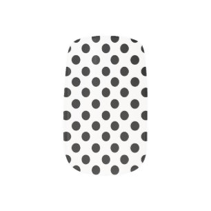 White With Black Polkadot Minx Nails Nail Art
