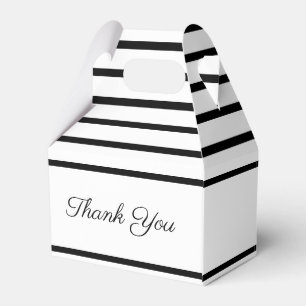 White with Black Stripe Accented Favor Boxes