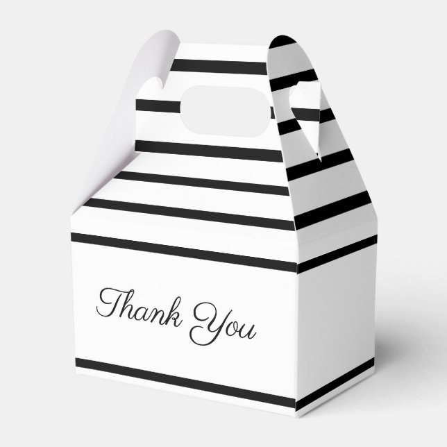 White with Black Stripe Accented Favor Boxes (Back Side)
