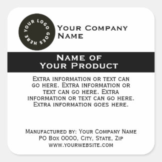 White with Black Text Product Label w/ Logo