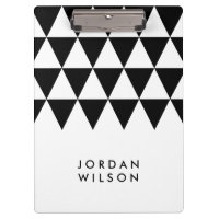 White with Black Triangle Modern Minimalist Clipboard