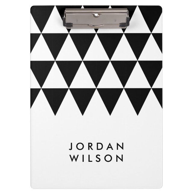 White with Black Triangle Modern Minimalist Clipboard (Front)