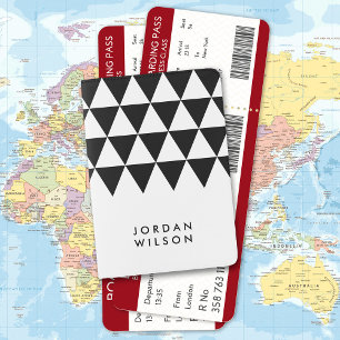 White with Black Triangle Modern Minimalist Passport Holder