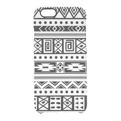 White With Black Tribal Ikat Seamless Pattern Clear iPhone 66S Case