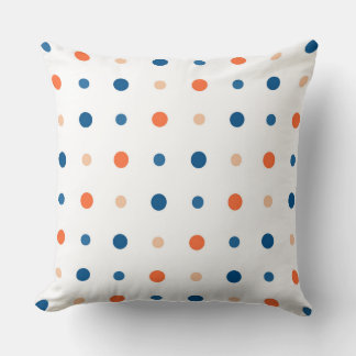 White with blue and orange dots throw pillow