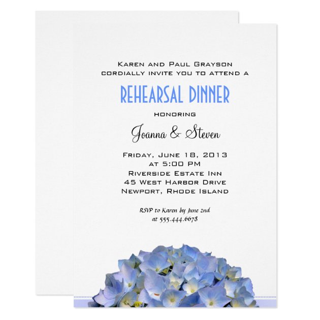 White With Blue Wedding Rehearsal Dinner Invitation