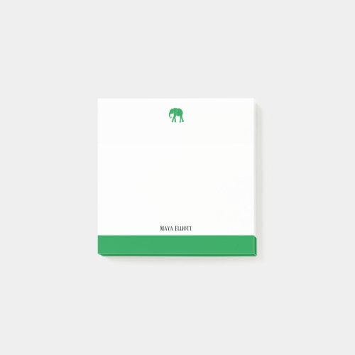White with Bright Green Elephant  Border  Name Post_it Notes
