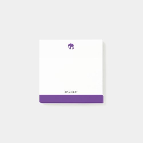 White with Bright Purple Elephant  Border  Name Post_it Notes