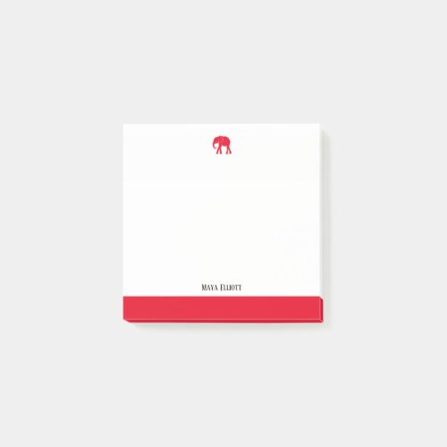 White with Bright Red Elephant  Border  Name Post_it Notes