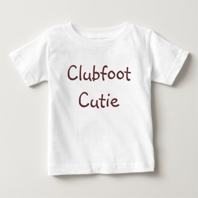 White with brown lettering clubfoo... - Customized Baby T-Shirt (Front)
