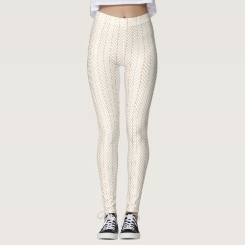 White with Chevron Pattern Leggings