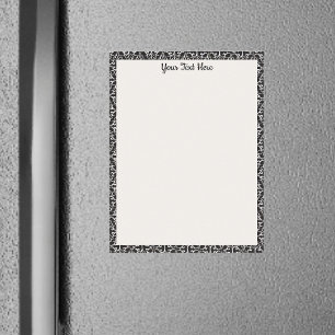 White With classy Damask Border in Black White Magnetic Dry Erase Sheet
