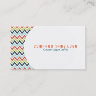 White With Colorful Zigzag Chevron pattern Business Card