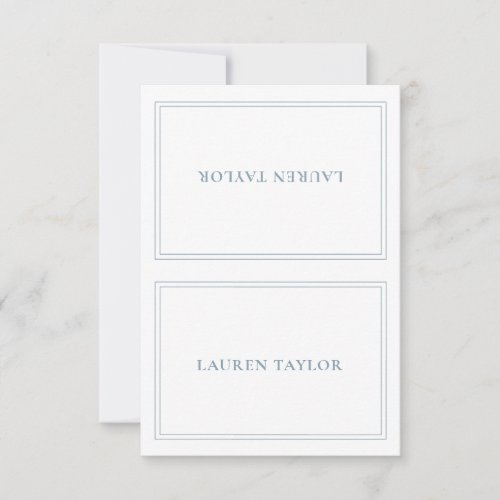 White with Dusty Blue Modern Table Place Card