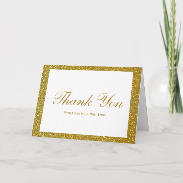 White with Gold Picture Frame Thank You Card (Front)