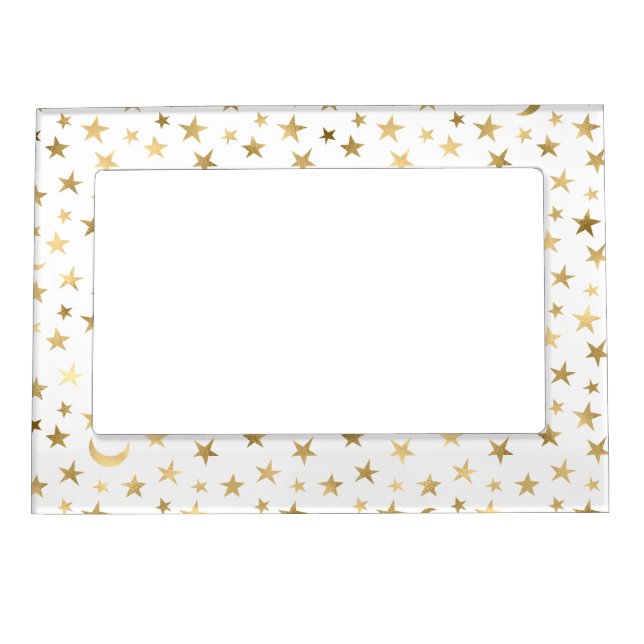 WHITE WITH GOLD STARS AND MOONS MAGNETIC FRAME (Front)