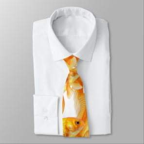 White with goldfish gift neck tie