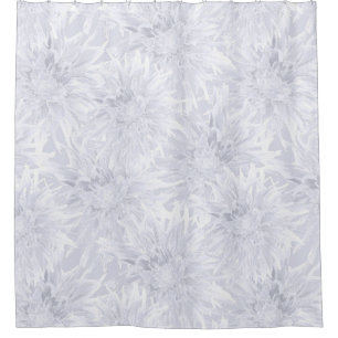 White with gray dahlias. Shower Curtain