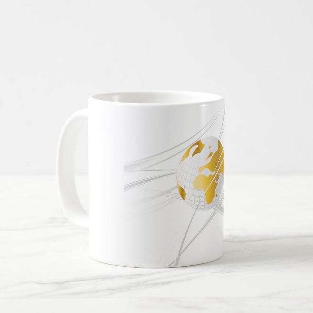 White With Gray Globe Mug (Front Left)