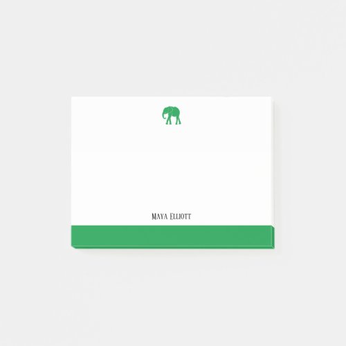 White with Green Elephant  Border  Name Post_it Notes