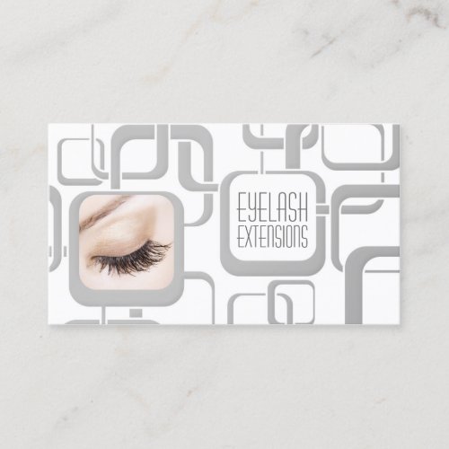 White With Grey Cubes Eyelash Extensions Card Business Card Templates