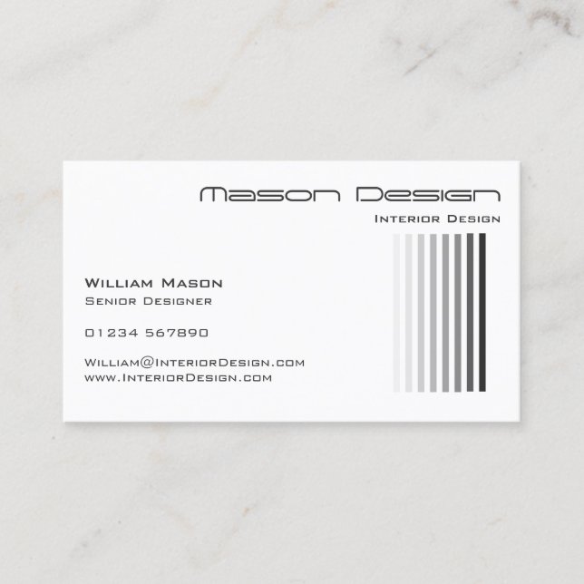 White with Grey Stripes - Business Card (Front)