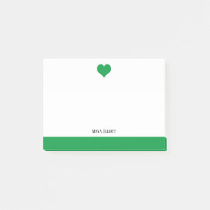 White with Kelly Green Heart & Border & Name Post-it Notes