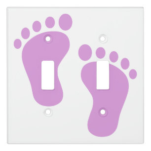 WHITE WITH LAVENDER BABY FEET LIGHT SWITCH COVER