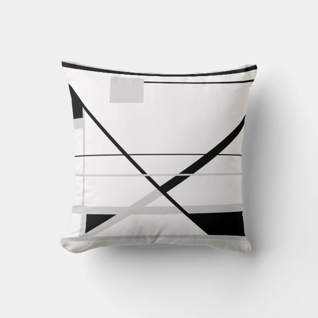 White with Light Gray Black Crisscross MCM Look Throw Pillow (Front)