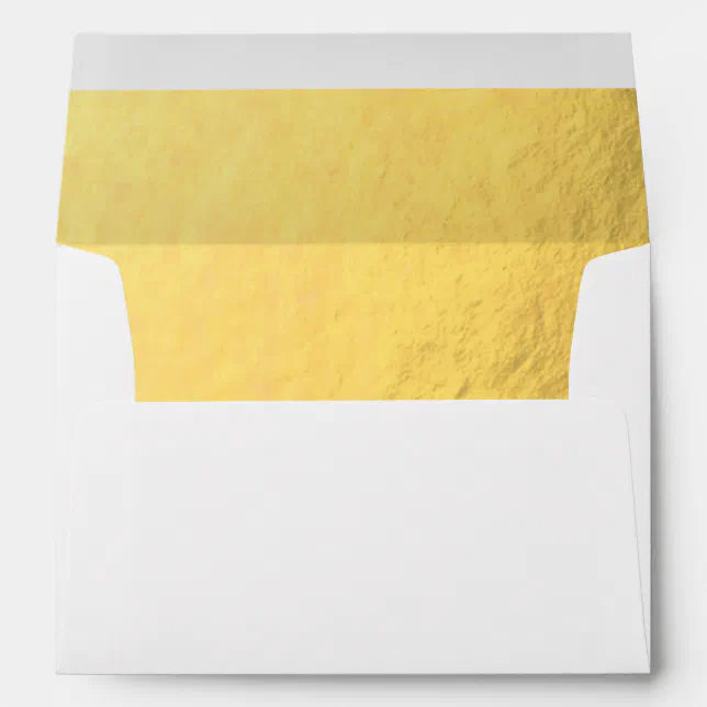 White with Luxury Gold Lined Envelope | Zazzle