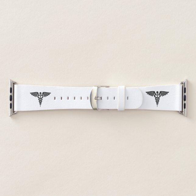 White with Medical Caduceus Apple Watch Band (Band)