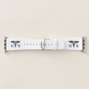 White with Medical Caduceus Monogrammed Apple Watch Band
