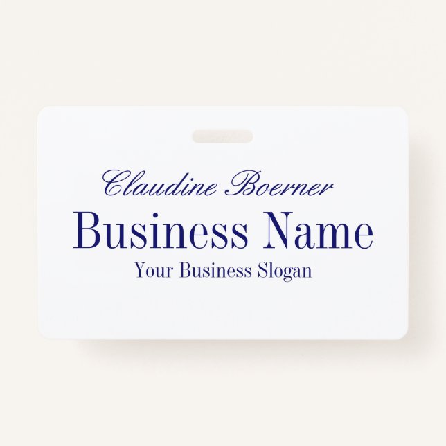 White with Midnight Blue Text - Both Sides Badge (Front)