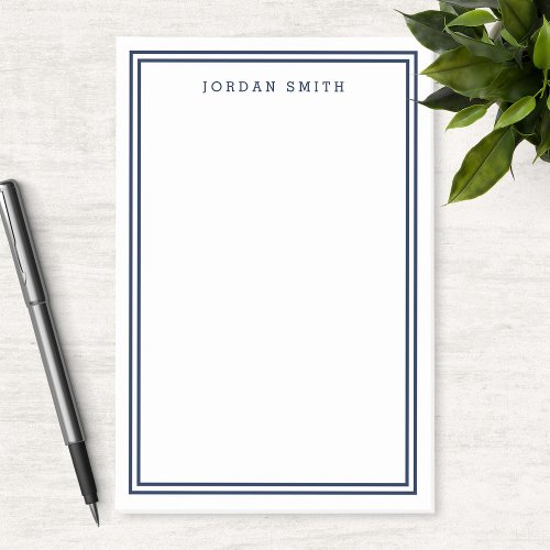 White with Modern Classic Double Navy Blue Borders Post_it Notes