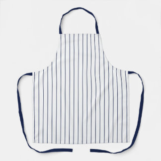 White with Navy Blue Pinstripe Pattern Apron
