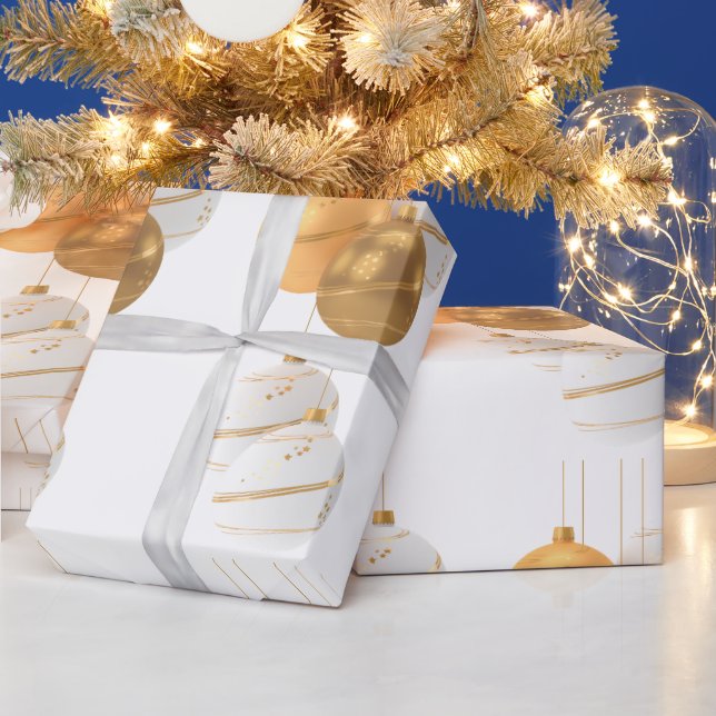 White With Ornaments  Wrapping Paper (Holidays)