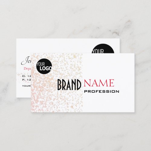 White with Pastel Purple Glitter Stars and Logo Business Card
