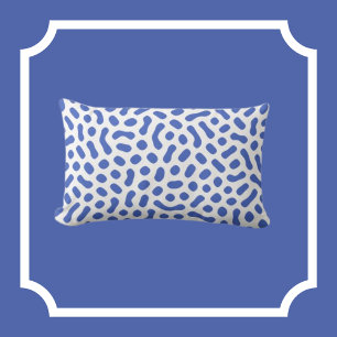 White with Periwinkle Blue Jelly Bean like shapes Lumbar Pillow