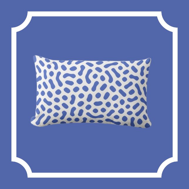 White with Periwinkle Blue Jelly Bean like shapes Lumbar Pillow (Creator Uploaded)