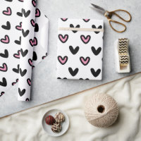 Cute Red White & Pink Hearts Valentine's Day Wrapping Paper Sheets