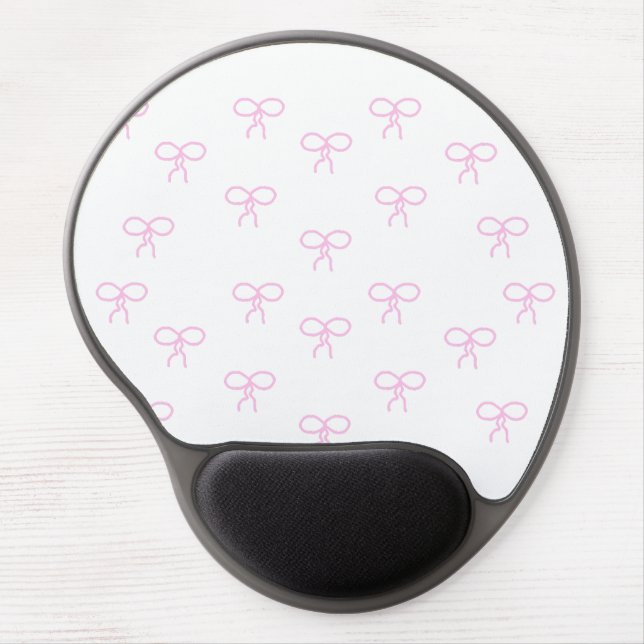White With Pink Bows Gel Mouse Pad (Front)