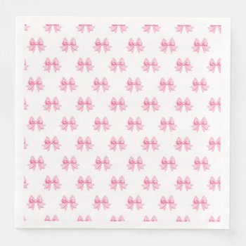 White With Pink Bows Paper Dinner Napkins by JLBIMAGES at Zazzle