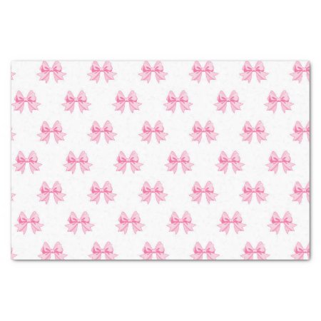 White With Pink Bows Tissue Paper