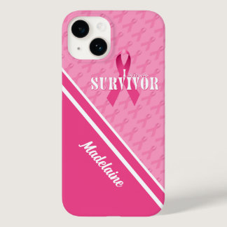 White with Pink Ribbon Cancer Survivor Case-Mate iPhone 14 Case