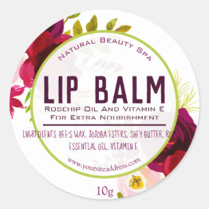 White With Purple Flowers Lip Balm Labels